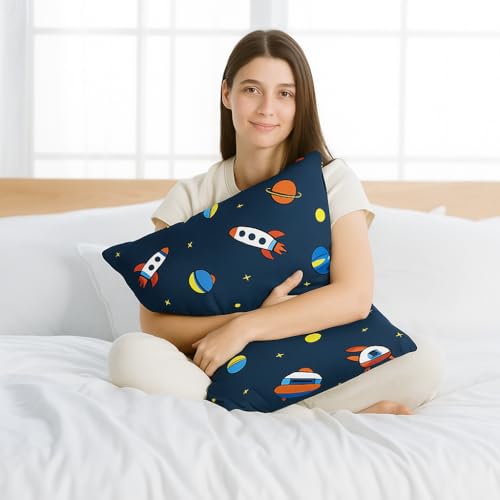 Image of Premium Polyester Fiber Cushion Fillers - Pack of 2| 18x18 Inches | Space Rocket | Cushions, Sofa Pillow, Cushion for Sofa, Cushion for Bed, Decorative Pillow, Pillow for Support
