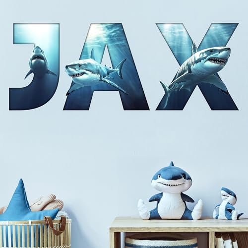 Vinilo decorativo tiburón personalizado para habitación de niños miniatura 1