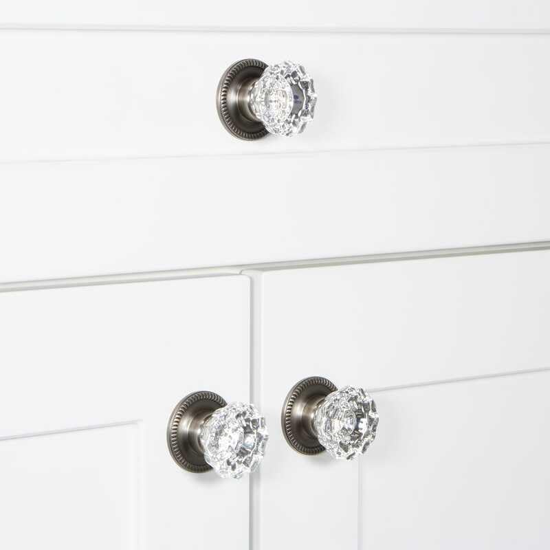 Grandeur Versailles Crystal 1-3/8" Cabinet Knob with Newport Rosette in Antique Pewter