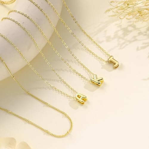 Bubble Gold Silver Letter Necklace Layered Initial Necklaces for Women Tiny Pendant Necklaces Dainty Choker Necklace Cute Necklace Stack Teen Gift Trendy Stuff Personalized Jewelry Gifts4