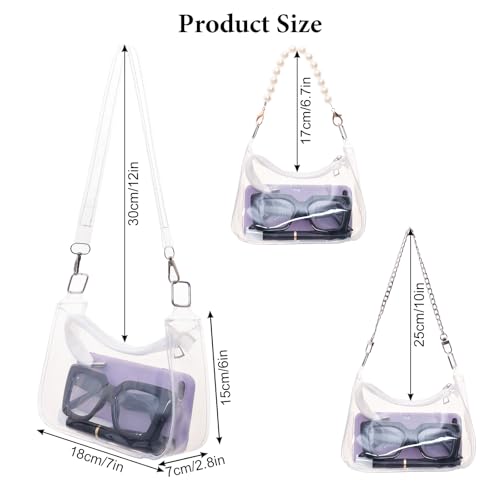 Heliltd Clear Purse for Stadium Events 7x2.8x6 inch Clear Bag Stadium Approved Bag 3 Strap Stadium Approved Bags for Concerts3