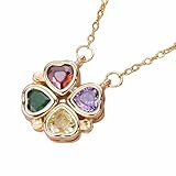 Unified Jewellery Collar con colgante de trébol de cuatro hojas que se puede abrir, en tono dorado, multicolor, piedra de corazón, collar de la suerte, joyería de moda para mujer 1699