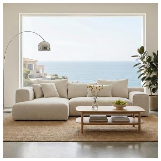 Acanva Modern Oversized Modular L Shaped Sectional Sofa Set for Living Room, Minimalist Style Comfy 4-Seat Corner Couch, Left Chaise, Wool-Like