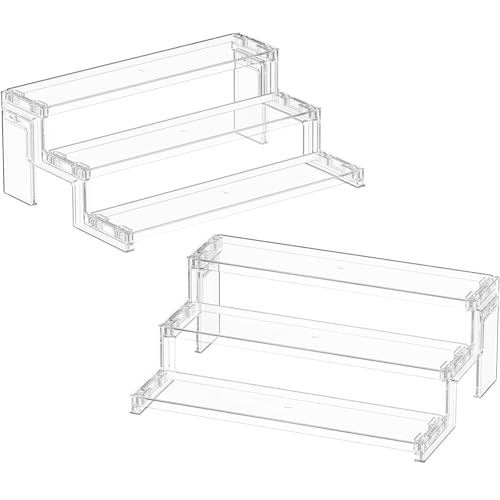 Lifewit Expositor Perfumes, Transparente Expositor Metacrilato, Podios de Exhibición para Figuras, Cupcakes, Buffets, Postres, Esmalte de Uñas, Especias, Cosméticos, 3 Niveles, 2 Paquetes, 30 cm