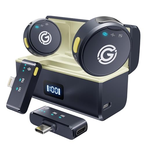 Gamiity Microfone de lapela sem fio para iPhone/Android com Lightning, mini microfone de lapela USB
