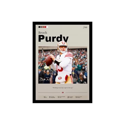 Image of BLINKART Brock Purdy | Nfl Player | Synthetic Wood Photo Framed Wall Hanging Poster Room & Office Bedroom Living Boys And Girl Room Home Wall Hanging | 13x10 Inches