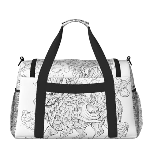 WZYCWB Sleeping Puppies Sac de voyage portable Sac de week-end Sac de fitness Sac de yoga adapté pour le fitness et d'autres scénarios, Croquis de monstre, Taille unique – vue 2