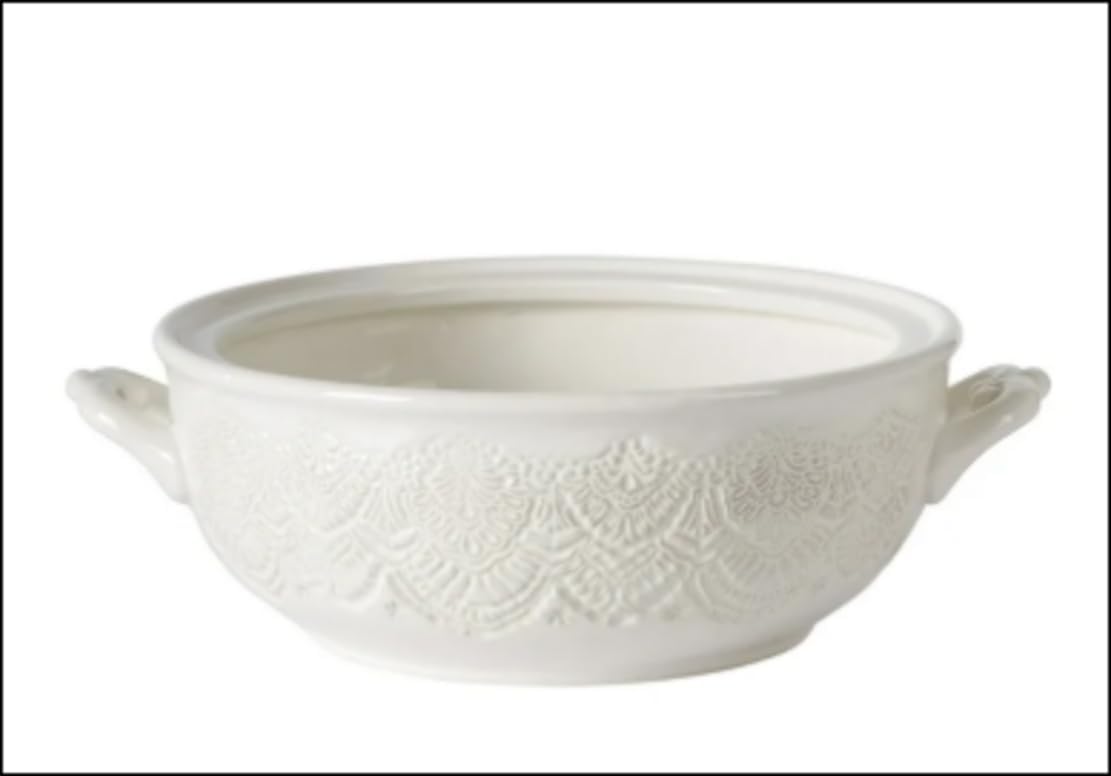 Vintage Lace Stoneware Tureen – 1 Piece, Linen