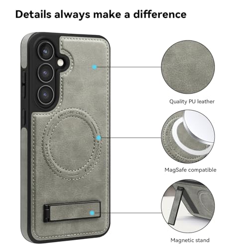 Image of Lunivop for Samsung Galaxy S24 FE Case 6.7 inch PU Leather Gray