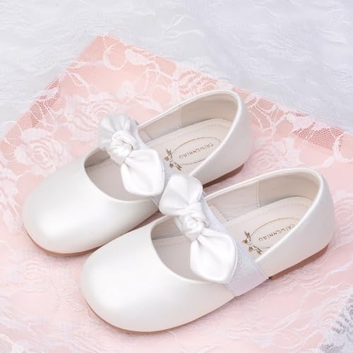 Toddler Girls Adorable Mary Jane Ballerina Ballet Flats Flower Girl Wedding Party Bridesmaids Princess Dress Shoes with Bow2