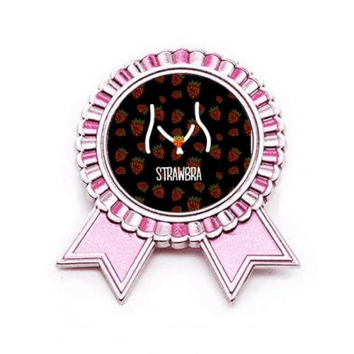 Broche fraise rouge médaille de prix en métal M, le cadeau insolite pour un anniversaire