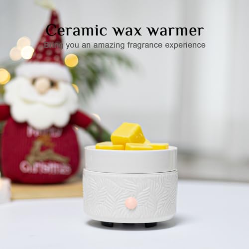 Electric Wax Melts Candle Burner - Bobolyn Ceramic Wax Melts Warmer 3-in-1 Scented Candle Wax Melter Electric Fragrance Essential Oil Burner Aromatherapy Home Office Bedroom Gifts - Embossed Leaves - Image 3