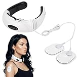 Neck and Body Massager, Portable TENS EMS Neck and Shoulder Massager Wireless Muscle Stimulator Patch Ergonomic Reusable Pads for Neck Pain Relief at Home Office and Travel