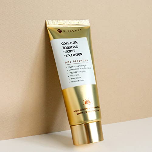KSECRET Collagen Boosting Secret Sun Lotion, 60ml/2.03fl.oz. | Korean Skincare | Fragrance FREE Face Sunscreen for Wrinkle Care SPF 50+ PA++++, Face Suncream UV protector