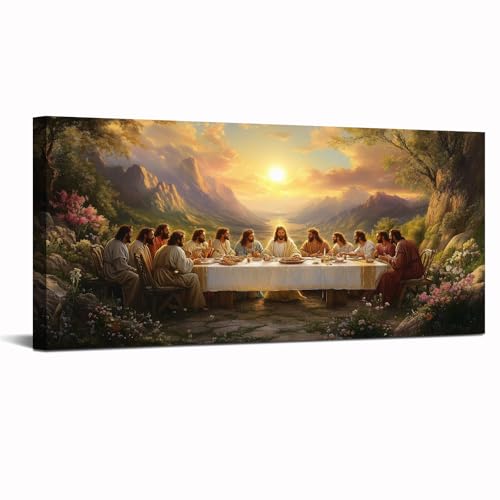 BANHUA1 Jesus Last Supper Canvas Wall Art, Leonardo da Vinci Painting Prints, Christian Wall Decor for Dinning Room, Living Room
