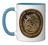 Mexican Peso Centavo Coin Gift Mexicano Mexico Ceramic Mug, Blue/White