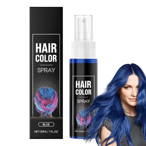 Blue Hair Dye Spray - Temporary Hair Colour Spray with Easy Wash-Out, Semi-Permanent Vibrant Blue Hair Colour for Cosplay, Parties & Festive Events - Mild Formula for All Hair Types - 30ml