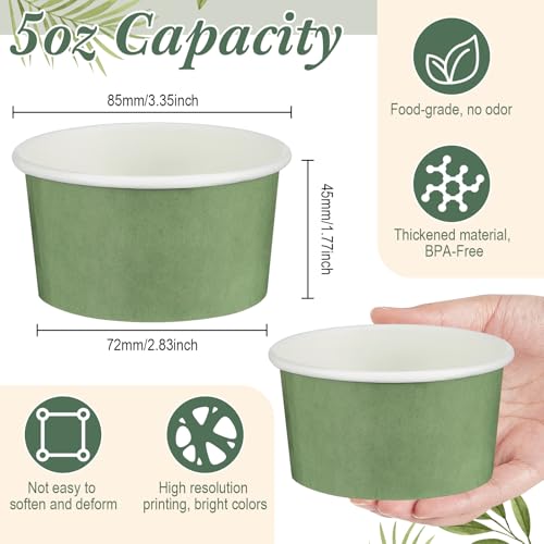 Image of Maxdot 60pcs 5oz Dessert Cups, Disposable Ice Cream Cups, Paper Frozen Yogurt Bowls, for Hot and Cold Foods, Suitable for Gelato or Mousse