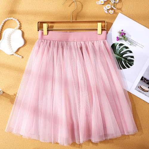 Womens Tutu Skirt Tulle Skirt Stretchy High Waist A-Line Mesh Layered High Elastic Waist Halloween s Pink4