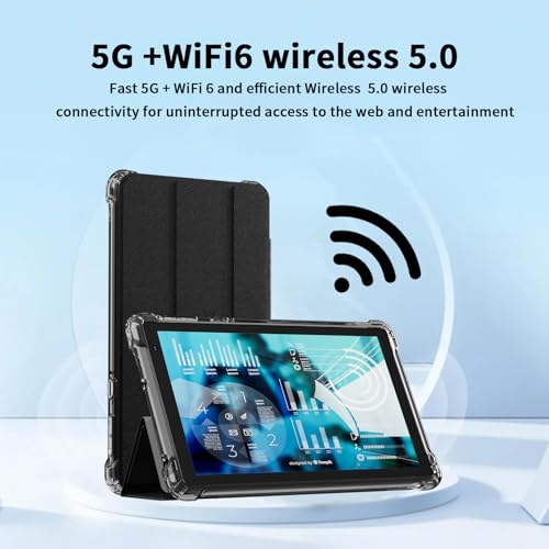 Image of IWEGGO Android 14 Tablet with Case, 7 Inch 8GB RAM+32GB ROM / 1TB Expandable Computer, 5MP Camera Tablets, 1.6Ghz Quad-core Processor, 3000mAH Battery Tablet PC, 5G WiFi, Games 7'' Android Laptop Black
