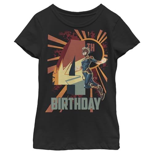 T-shirt Captain Marvel 4 ans pour fille en coton noir taille XS