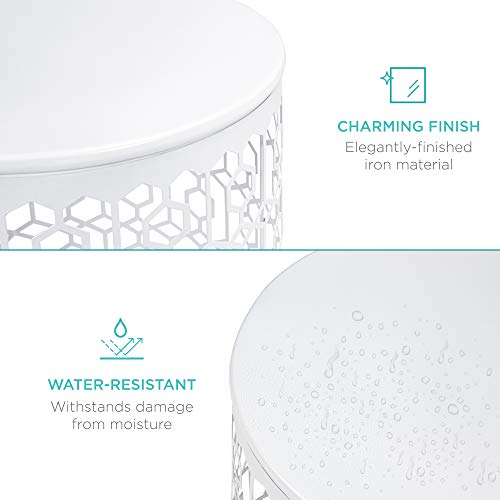 Best Choice Products SKY6069 Metal Accent Table, Set Of 2 Decorative Round End Tables Nightstands thumb #3