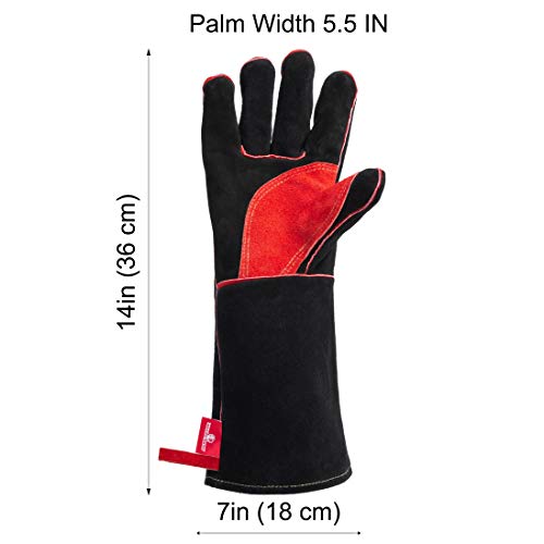 Heretogear Fireproof And Heat Resistant Welding Gloves - 14In Long - Large To Xl Size - Soft Leather With Kevlar Stitching - Work Great For Welders #TOP2