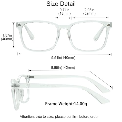 Image of YEIN Progressive Multifocus Reading Glasses, Spring Hinge Blue Light Blocking Glasses for Women Men, No Line Multifocal Readers with Clear Lenses (clear,+0.00 /+1.00 magnification)