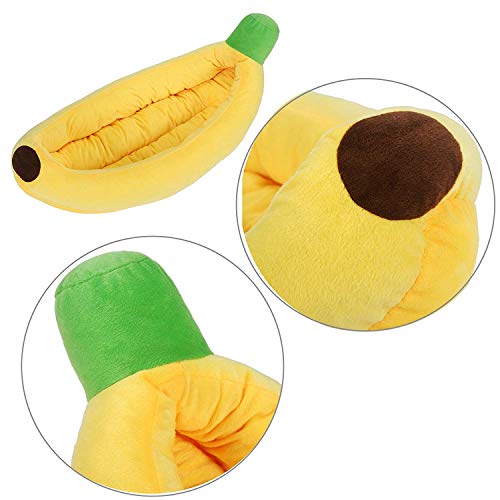 Playdo Banana Shape Beds Detachable Mat Warm Soft Punny Dogs Sofa Bed (Small, Yellow) #TOP2