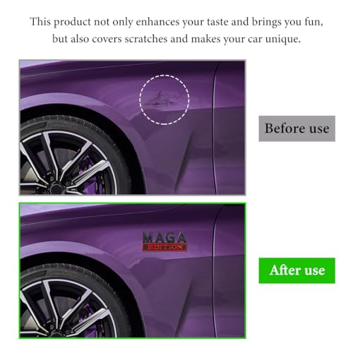 Image of MAGA Edition Car Emblem, 3D Raised Full Metal Badge Decal MAGA Personality Labels, Strong Adhesive Exterior Auto Body Decoration Embossed Sticker for Car Truck SUV (Black & Red)