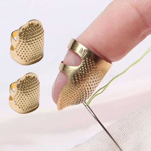 Paquete De 2 Dedales De Costura De Metal Ajustables S M - Protector De Dedos Para Acolchar, Bordar, Costura Y Manualidades, Uso Seguro