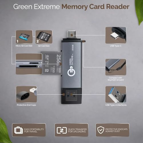 Image of SanDisk Extreme PRO 128GB 2-Pack UHS-I U3 SDXC Memory Card + Green Extreme USB 3.0 Type-A and Type-C OTG Card Reader