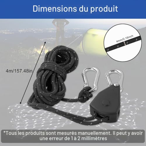 wadafen 4 Pcs Corde a Cliquet avec Tendeur Corde Nylon Sangle – vue 4