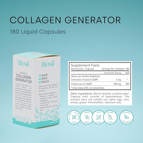 Biosil Collagen Generator - 180 Liquid Capsules - with Patented ch-OSA Complex - Generates & Protects Your Own Collagen - GMO Free - 90-Day Supply - Image 3