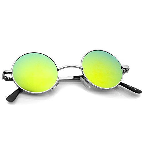 Image of zeroUV Small Retro-Vintage Style Lennon Inspired Round Metal Circle Sunglasses