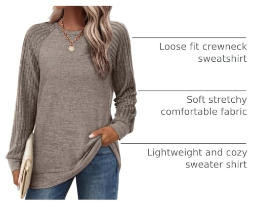 Image of Saloogoe Tunic Sweatshirts for Women Crewneck Lightweight Sweaters Raglan Long Sleeve Shirts Fall Fashion Tops 2026