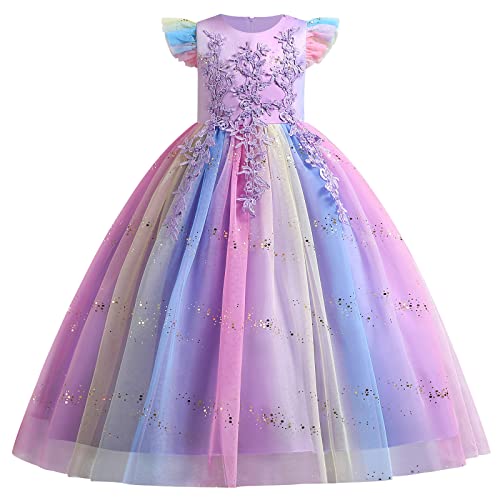 Robe de soirée formelle pour fille avec broderie fleur et tulle haut de gamme