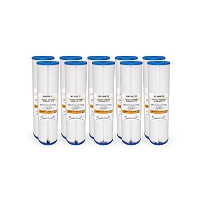 10 x 2.5 inch 10 Micron Pleated Sediment Washable Filter Replacement Cartridge For 10" Whole House Filtration System Compatible W50PE WFPFC3002 SPC-25-1050 FM-50-975 ECP5-10 3WH-STDPL-F02 (10 Pack)