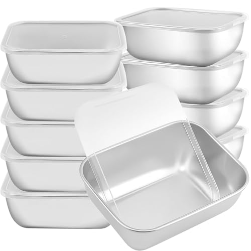 HOZEON 10 PCS 20oz Stainless Steel Food Storage Containers with Lids, Metal Meal Prep Lunch Boxes, Stackable Meal Prep Containers for Office Lunch, Freezer Safe Airtight