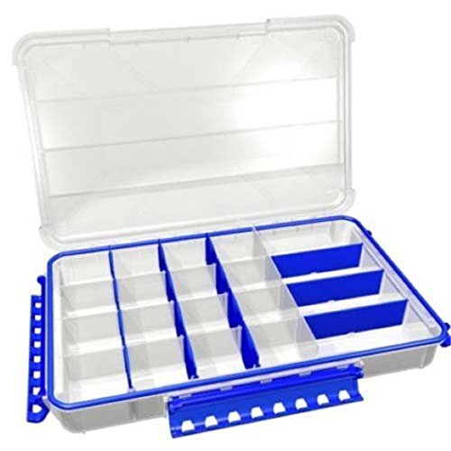 Flambeau Outdoors Waterproof Tuff Tainer - Fishing Lure, Tackle, and Gear Storage Box, Ultimate Tuff Tainer Tackle Box Includes Zerust Anti-Rust Tab - WP5000 Series 14" Divided Double Deep