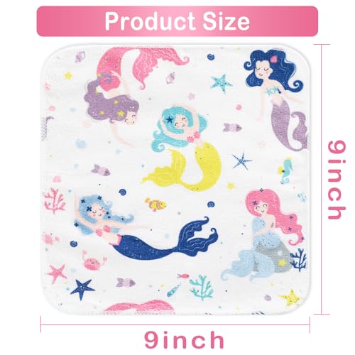 Image of Baby Washcloths, 24Pack Baby Wash Cloths Extra Soft & Ultra Absorbent, Baby Towels and Washcloths Face Towels for Unisex Boys Girls Body, Washclothes Gentle on Sensitive Skin, 9x9 Mermaid