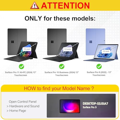 ZenRich Microsoft Surface Pro 9 Case 13 inch 2022, zenrich Rugged Case for Surface Pro 9 with Kickstand and Hand Strap Heavy Duty Shockproof, Compatible with Type Cover Keyboard-Black