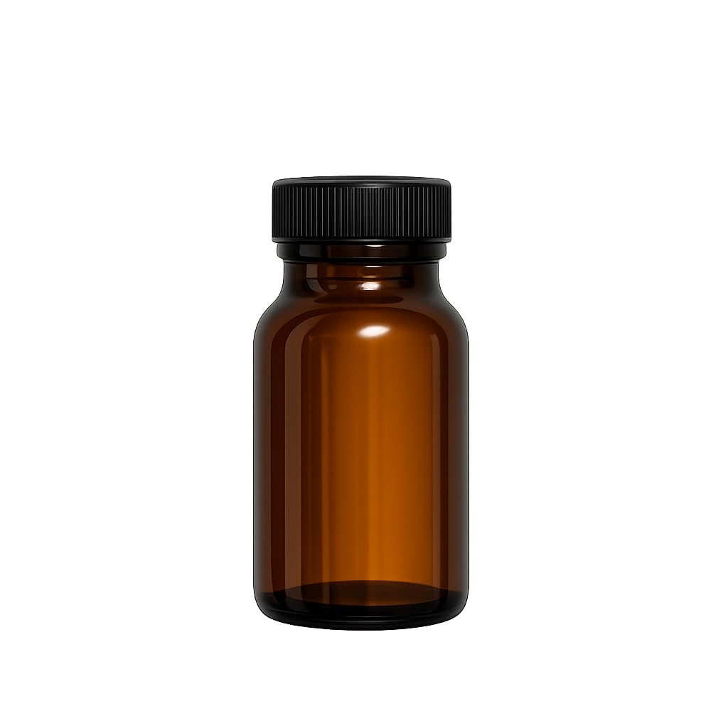 Patco Item Name: Amber Glass Bottle with Black Screw Cap, Wide Mouth 50ml | UV Light Protection, Airtight Seal, Reusable Container, Pharmaceutical Grade, Screw Top Lid-picture-36