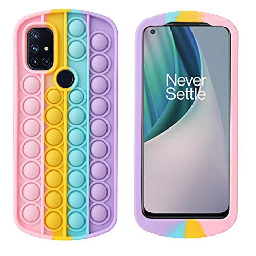 ORJACKEY Pop Push Phone Case Compatible with OnePlus Nord N10 Cases Push Pop Bubble Toys Mobile Phone Protective Shell Designed for N10 Case Rainbow Color Cases (Rainbow, for OnePlus Nord N10)