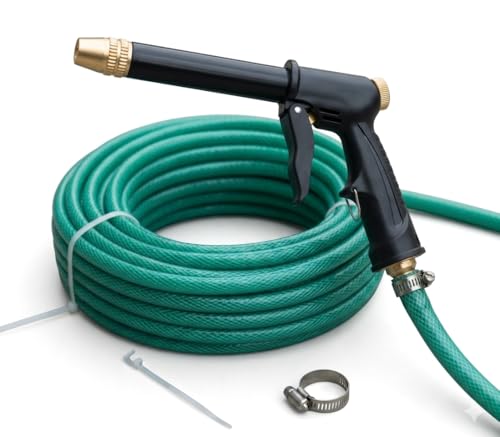 Image of 10 Meter Heavy Duty 3 Layer Braided PVC Garden Hose Pipe with High Pressure Water Spray Gun Nozzle, Tap Adapter & 2 Clamps, 0.5 Inch Water Pipe for Gardening, Car Washing & Home Cleaning