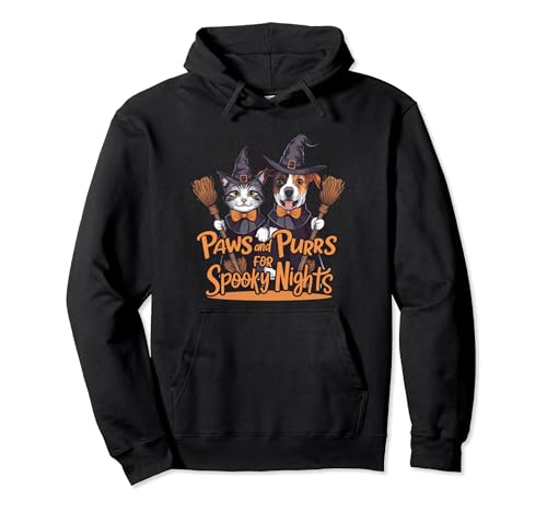Paws and Purrs for Spooky Nights Halloween Pet Lovers Pullover Hoodie