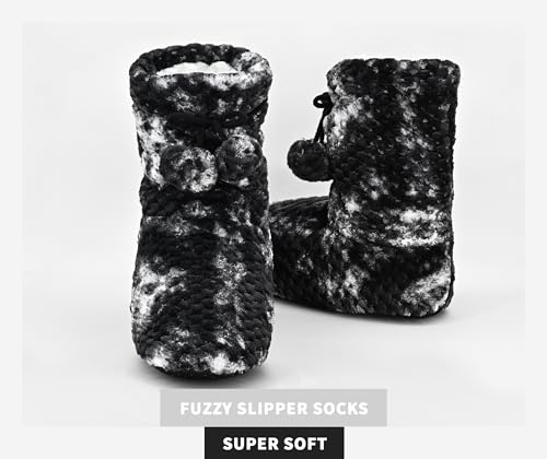 Image of DICUIRD Womens Thick & Warm Slipper Socks with Grippers - Christmas House Slippers