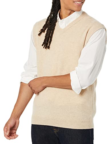 Amazon Essentials Men's Lambs Wool Sweater Vest (Previously Goodthreads), Oatmeal Heather, Medium #TOP3