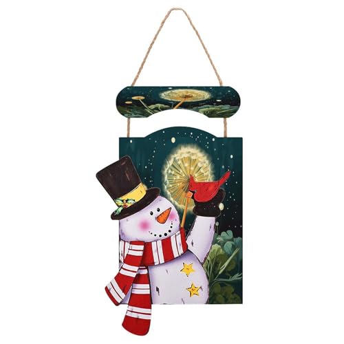 Peinture en bois bonhomme de neige de Noël LBKHDS suspendue