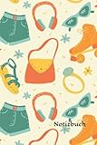 Notizbuch: Retro Sommer Notizbuch | 6x9 Zoll DIN A5 | 100 Seiten liniert | Kleidung Notizheft | 80er Tagebuch | Rollschuhe Schreibheft